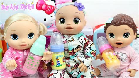 Baby Alive Megan Lili E Luna Tomam Mingau Na Mamadeira Leite De