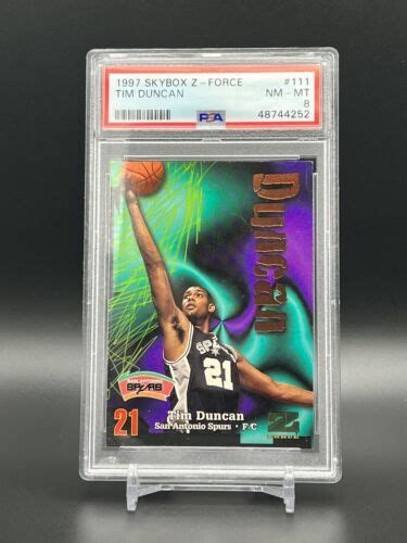 1997 98 Tim Duncan RC Rookie San Antonio Spurs Skybox Z Force 111 HOF