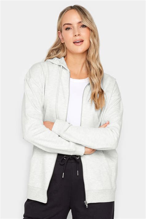 Lts Tall Light Grey Zip Through Pocket Hoodie Long Tall Sally