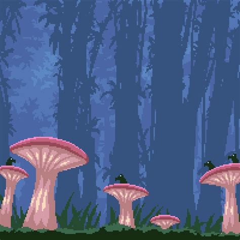 Pixel Art Bosque De Setas Brillantes Vector Premium