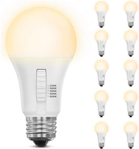 UKLL-A19 LED Light Bulb, 60W Replacement, Dimmable, Selectable Color