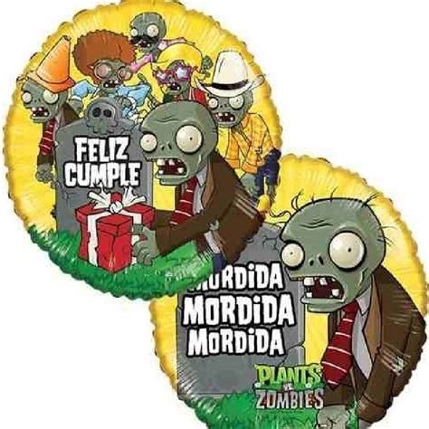 Globo Metalico Plantas vs Zombies Feliz Cumple Mordida de Cumpleaños