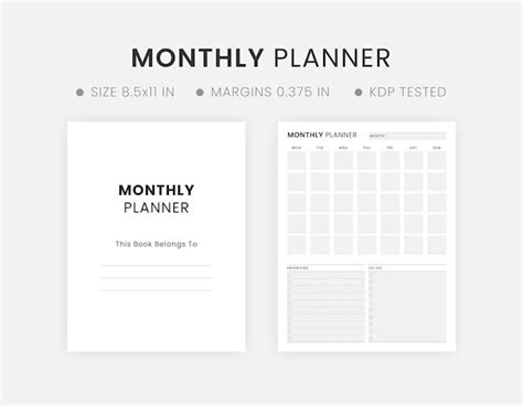 Premium Vector Editable Blank Monthly Calendar Planner Printable Template