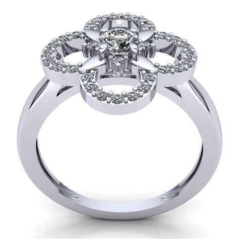 Natural 5ct Round Cut Diamond Ladies Flower Anniversary Engagement Ring