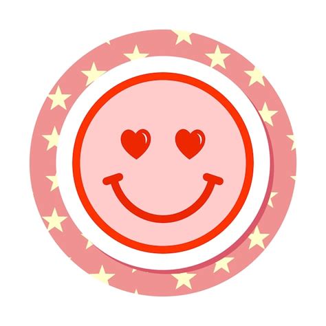 En el amor emoji pegatina con ojos de corazón rosa y rojo combo groovy