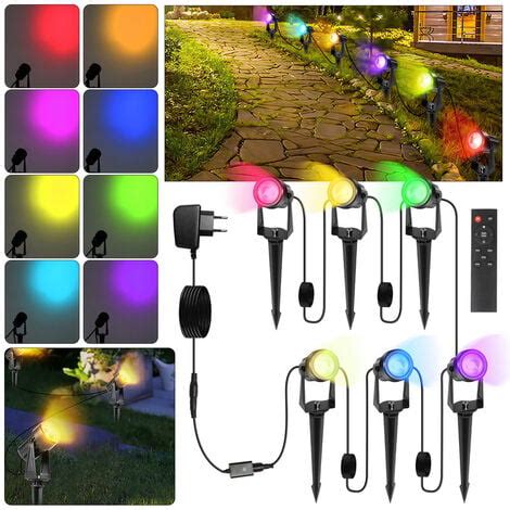 EINFEBEN Lot de 6 Projecteur de jardin à LED avec piquet de terre