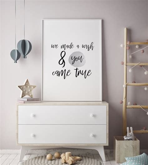 We Made A Wish And You Came True Quote Print Nursery Decor Etsy