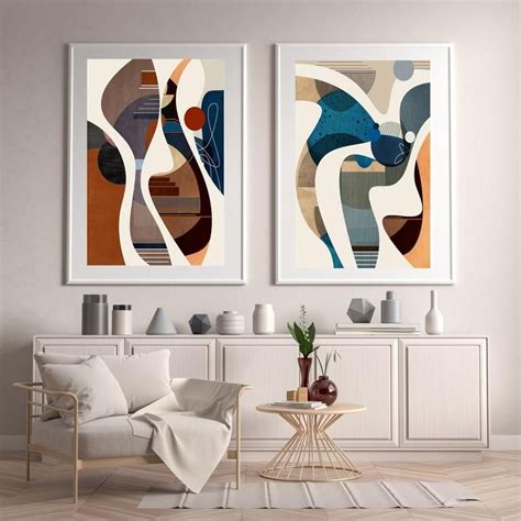 Mid Century Modern Art Abstract Geometric Print Set Of Etsy