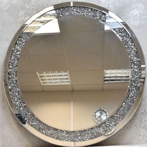 Modern Round Shape Diamond Crushed Crystal Glass Frame Decorative Wall