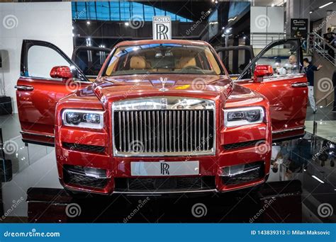 Luxuries Red Rolls Royce Cullinan SUV on 54th Belgrade International ...