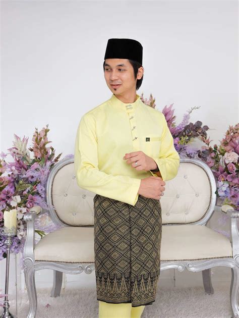 BAJU MELAYU SOFT YELLOW BAJU MELAYU KUNING DIRAJA BAJU MELAYU CUTTING