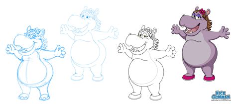 Hippo cartoon character design | Development of business mascot