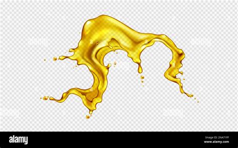 Yellow Oil Splash Isolated Vector Realistic D Beer Swirl On