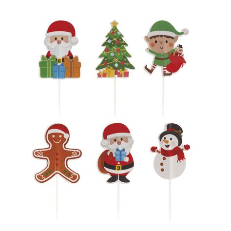 CAKE TOPPERS PAPEL NAVIDAD 6 MODELOS 30 UNIDADES Dekora