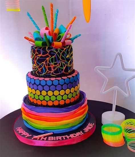 Neon Cake | Neon cakes, Birthday cake with photo, Glow birthday party