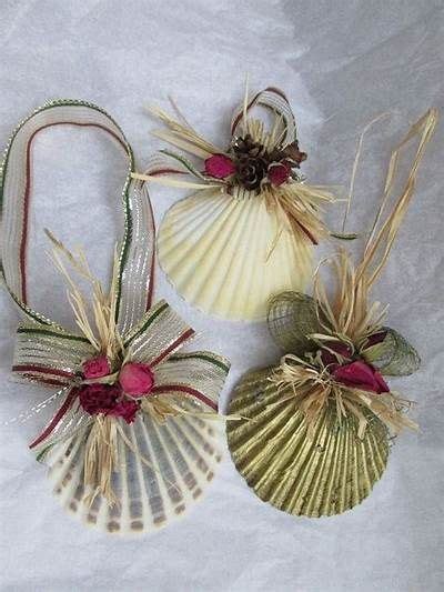 Christmas Shell Ornaments Set Natural Scallop Shell Christmas Ornament