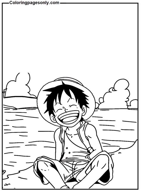 Happy Luffy On The Seashore Coloring Page Free Printable Coloring Pages