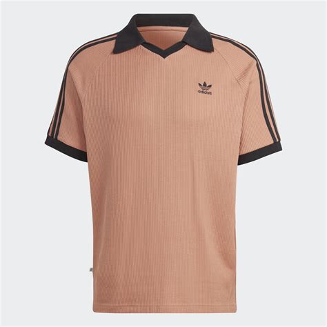 Adidas Adicolor Classics Waffle Polo Shirt Brown Adidas Kw