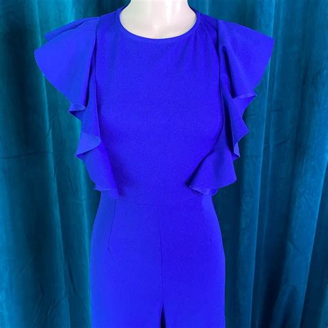 Zumeet Ruffled Wide Leg Jumpsuit Royal Blue Gem