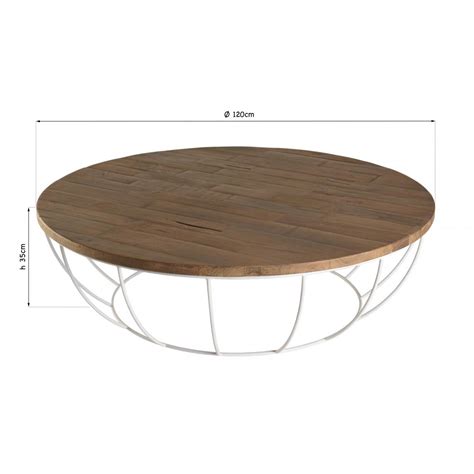 Macabane Table Basse Alida Coque Blanche Bois Teck Recycl Et M Tal