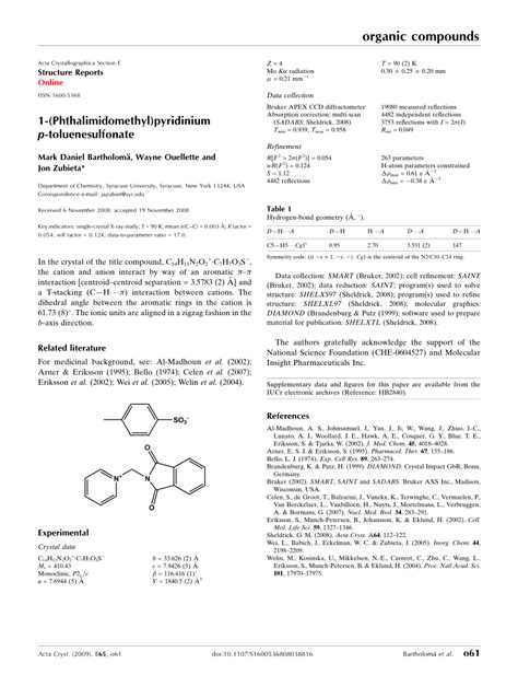 Pdf 1 Phthalimidomethyl Pyridinium P Toluenesulfonate