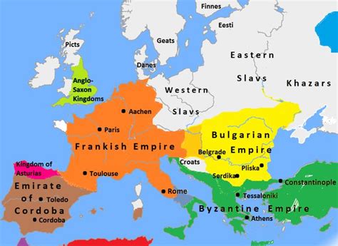 Europe Around 814 Byzantine Empire Map Charlemagne Byzantine Empire