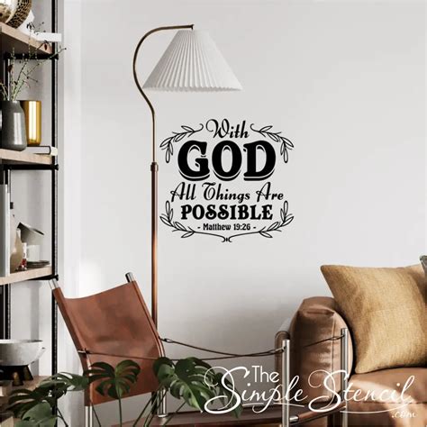 Faith Filled Wall Decor Matthew 1926 Decal With God All Things Are