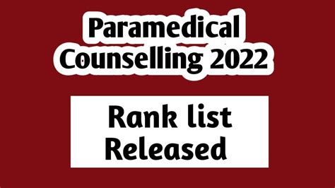 TN PARAMEDICAL COUNSELLING 2022 RANK LIST RELEASED YouTube