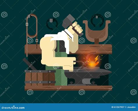 Blacksmith Character Cartoon Stock Vector Illustration Of Adult