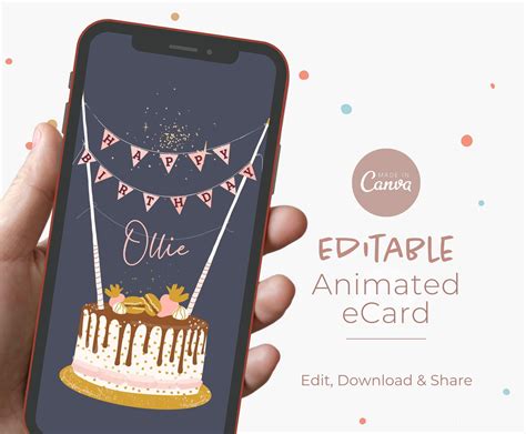 Personalized Animated Birthday Card for Mobile Phone, Editable Digital ...