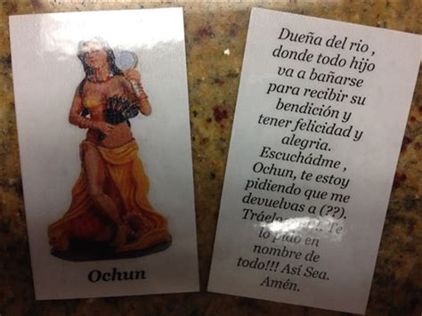 SMALL HOLY PRAYER CARDS FOR THE ORISHA OCHUN / OSHUN / OSUN IN SPANISH ...