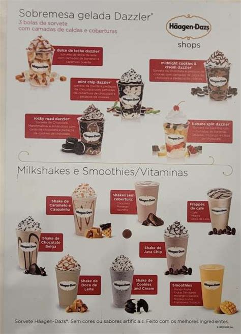 Haagen Dazs Menu In Jersey City New Jersey Usa