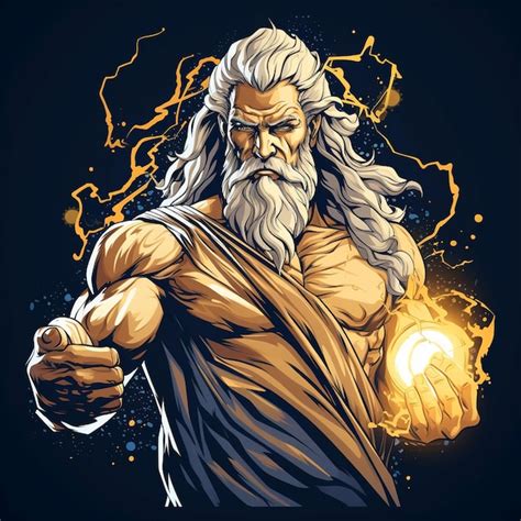 Premium Ai Image Zeus Holding Lightning In His Hand Comic Cartoon Drawing