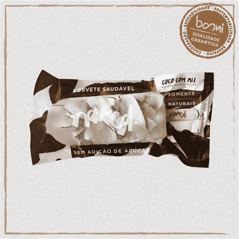 Picolé Natural de Coco e Mel Naked 65g Boomi