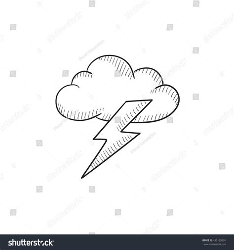 Cloud Lightning Bolt Vector Sketch Icon Stock Vector Royalty Free