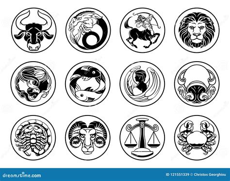 Zodiac Astrology Horoscope Star Signs Symbols Set Stock Vector