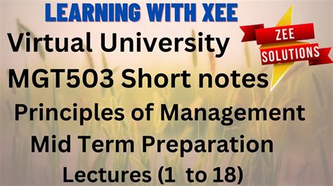 MGT503 Short Notes Principles Of Management Mid Term Preparation