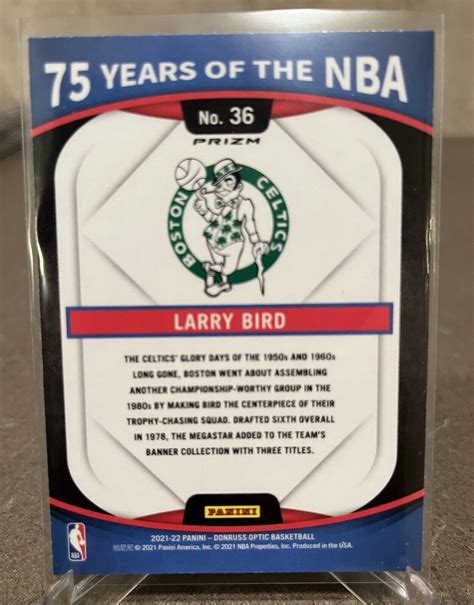 2021 22 Panini Donruss Optic Larry Bird 75 Years Of The NBA Silver