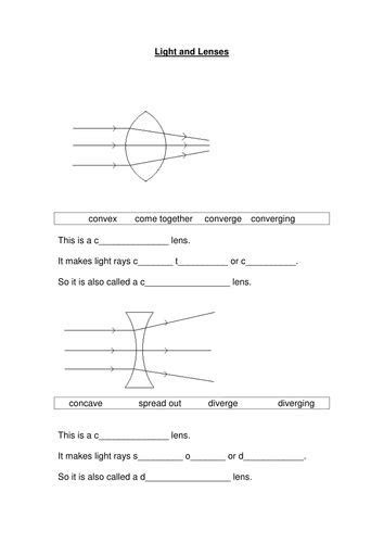 Concave And Convex Lenses Worksheets 8th Grade In 2024 Mirrors And