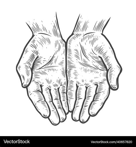 Cupped Hands Folded Arms Sketch Vintage Royalty Free Vector