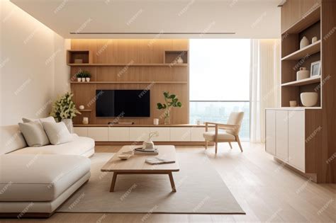 premium ai image modern minimalist living room  natural neutral