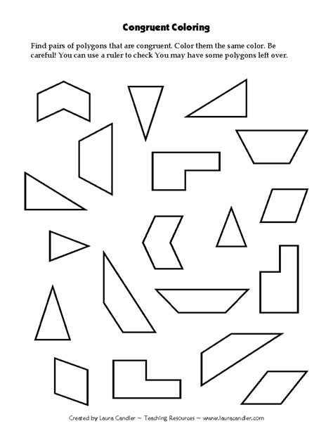 Congru Very Fun Congruent Coloring Find Pairs Of Polygons That Are Congruent Color Them The