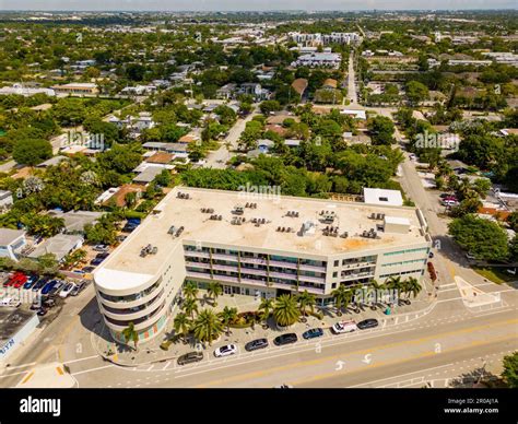 Wilton Manors, FL, USA - May 3, 2023: Aerial photo business office ...