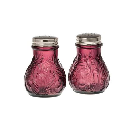 Inverted Thistle Glass Salt Pepper Shaker Set 4 Color Options