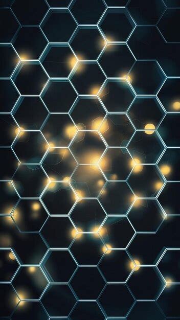 Abstract Geometric Hexagon Background With Glowing Lights Premium Ai