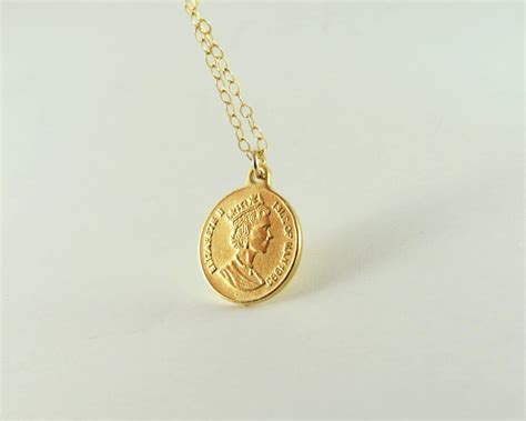 Gold Coin Necklace Gold Coin Pendant Gold Disc Pendantlarge Etsy