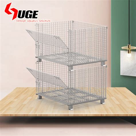 Stacking Logistic Warehouse Collapsible Wire Mesh Pallet Roll Cage For