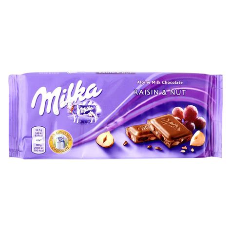 Milka Chocolate Raisins Nuts 100g Bar Grocery And Gourmet Foods