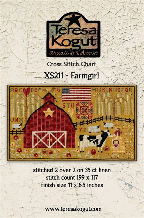 Counted Cross Stitch Pattern Farmgirl Farm Scene Barn Cow Sheep