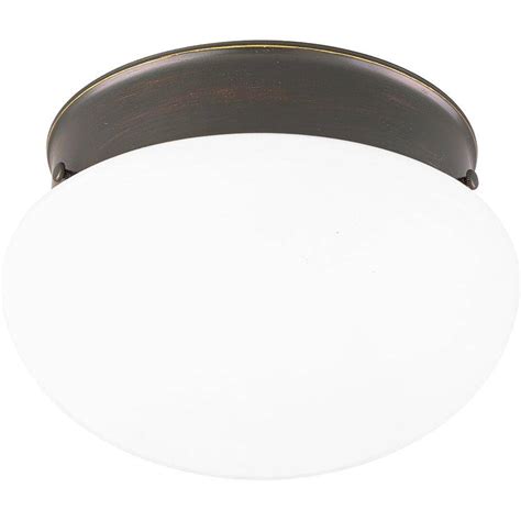 Progress Lighting Light Antique Bronze Flush Mount With White Glass